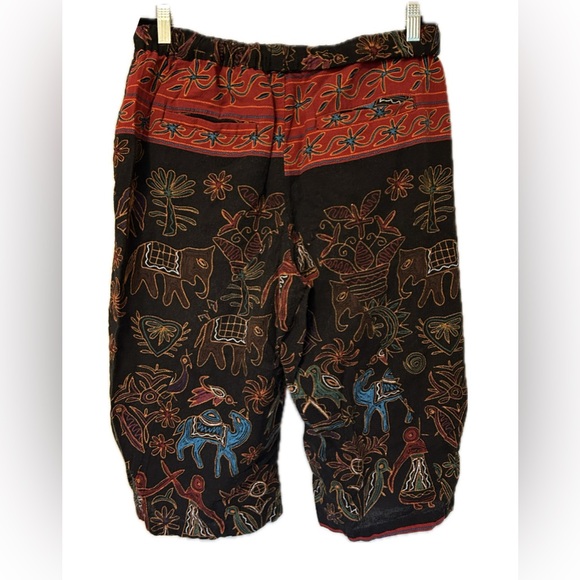 Coofandy Long shorts. Black with embroidered style print. - Picture 4 of 9